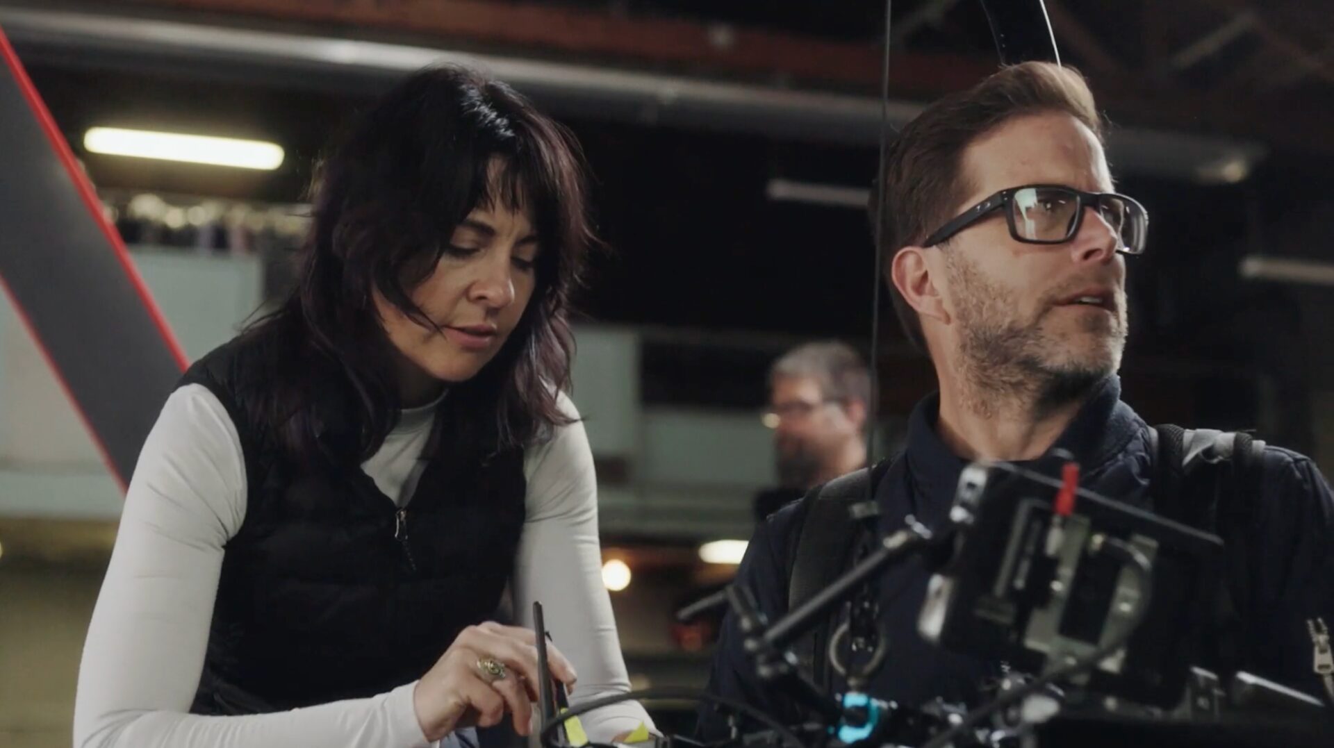 Behind the scenes on Make It Here, collaborating at the camera