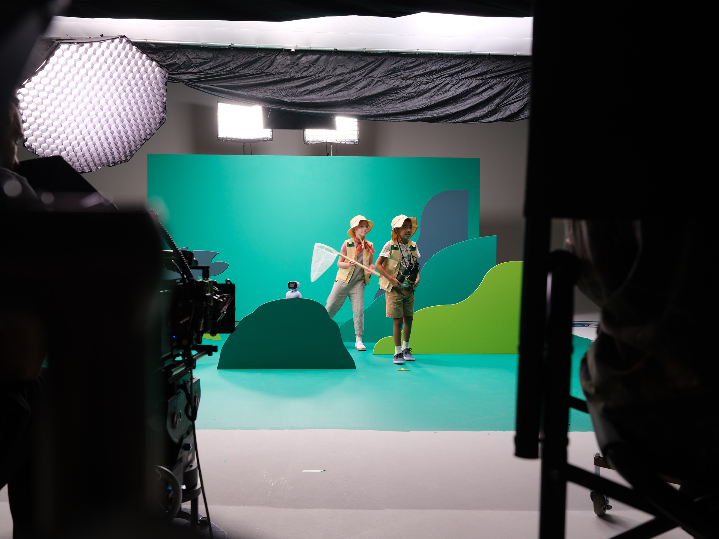 Film crew and talent on set