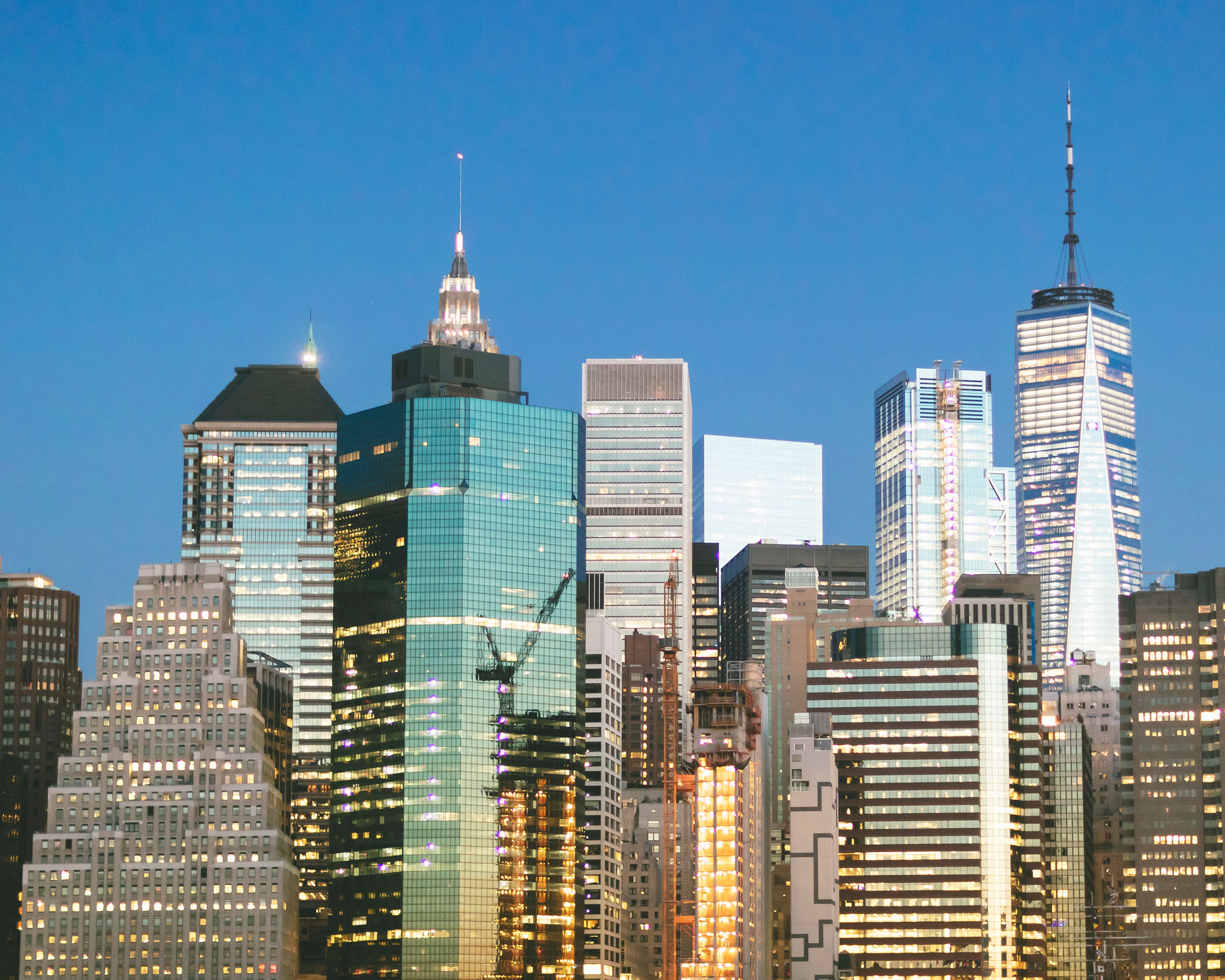 New York City skyline at dusk