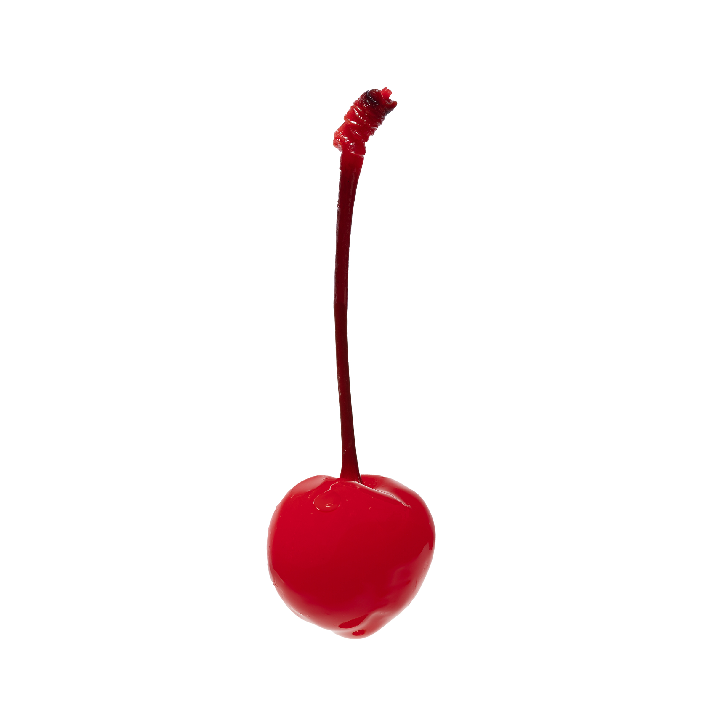 Single cherry on white background