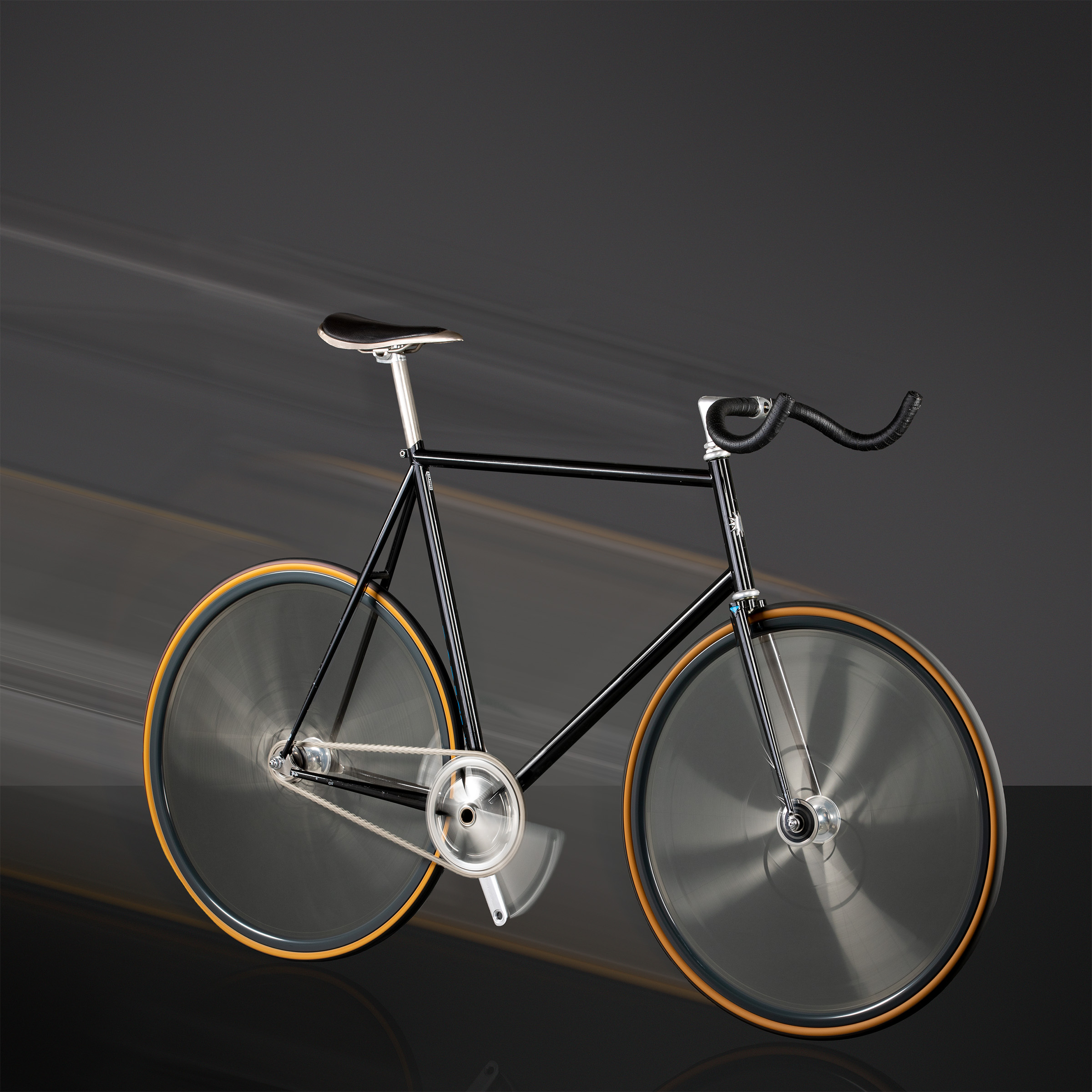 Fixed gear bicycle with spinning wheels