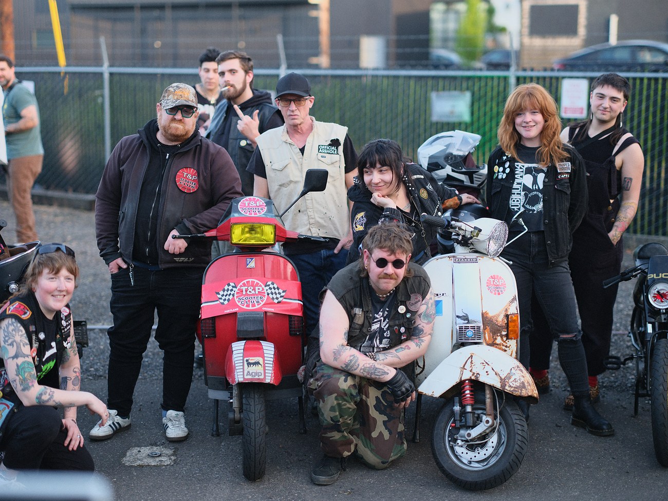 Group portrait of the scooter crew at Honcho