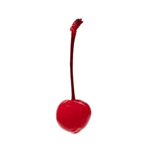 Single cherry on white background